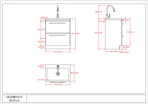 English Elm Metro 28" Compact Laundry Cabinet With Stainless Steel Sink & High-Arch Faucet For Utility Spaces B136P158806