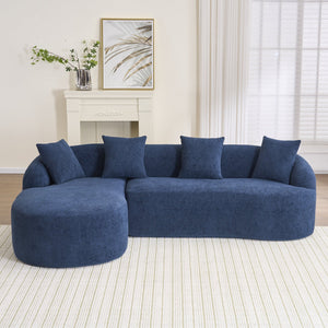 English Elm Compression Compression Sponge Sofa Curved Modular Sectional with 30D High-Density Chenille Sleeper for Cozy Apartment Living Room Comfort and Safe Rounded Design Navy Blue W2231S00030