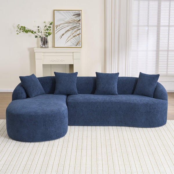 English Elm Compression Compression Sponge Sofa Curved Modular Sectional with 30D High-Density Chenille Sleeper for Cozy Apartment Living Room Comfort and Safe Rounded Design Navy Blue W2231S00030