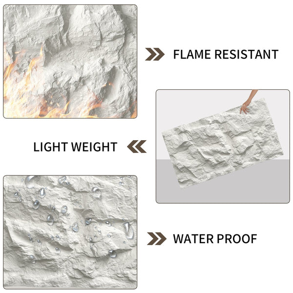 English Elm 3d Faux Stone Pu Wall Panels Set Lightweight Flame Resistant Architectural Accent White Marble W347P419794