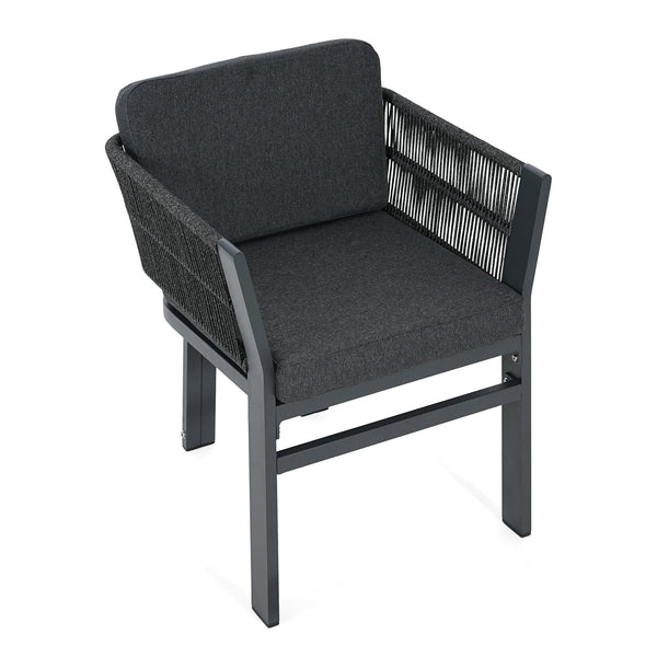 English Elm Outdoor Woven Rattan Aluminum Dining Chairs Set of 2 Coastal Patio Seating Grey N779P368549G