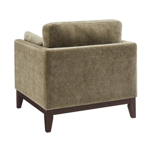 English Elm Chalco Mid-century Accent Chair Walnut Legs Polyester Upholstery Deep Foam Cushions Green B050P429147