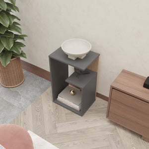 English Elm Fm Furniture Vega Melamine Side Table With Open Storage – Modern Matt Grey & Light Oak Design B128P293875