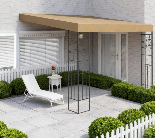 English Elm Convenient Wall Mounted Pergola Powder Coated Metal Frame Uv Resistant Outdoor Canopy T3971P427117