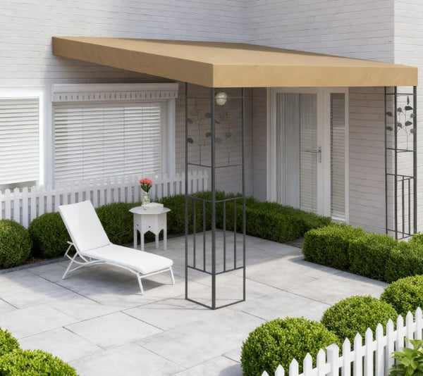 English Elm Convenient Wall Mounted Pergola Powder Coated Metal Frame Uv Resistant Outdoor Canopy T3971P427117