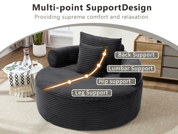 English Elm Round Sectional Sofa Bed with Memory Foam Cloud Cushions for Studio Apartments W3224P444272