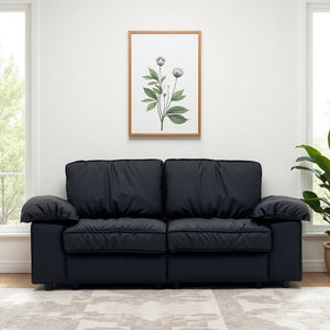 English Elm Fx-P20M-2S-Pubk Modern Black Faux Leather 2-Seater Sofa With Hidden Storage - Ideal For Small Spaces W576S00226
