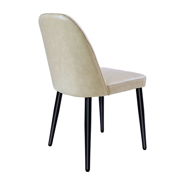 English Elm Beige Pu Leather Armless Dining Chair Set of 4 with Matte Black Iron Legs Modern Beige T3967P497816