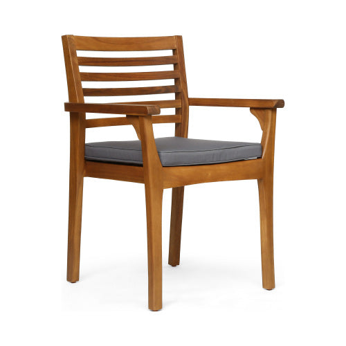English Elm 7 Piece Solid Acacia Outdoor Dining Set Extendable Table Six Cushioned Chairs N762S000039AAA