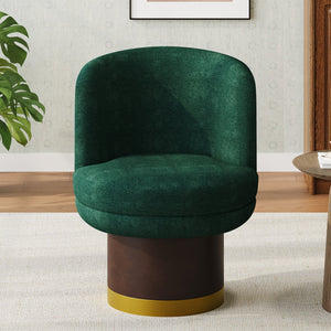 English Elm 360°swivel Chenille Barrel Chair Mid-century Round Seat for Living Room or Bedroom N763P331762F