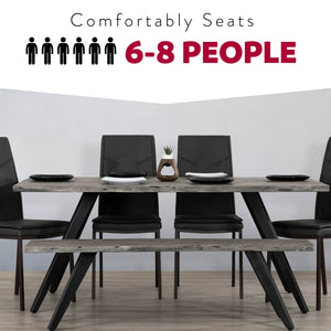 English Elm 70 Acacia Wood 70 in Dining Table with Matte Black Iron Legs, Water-Resistant Top, Seats 6-8 Modern Rustic B2741S00021