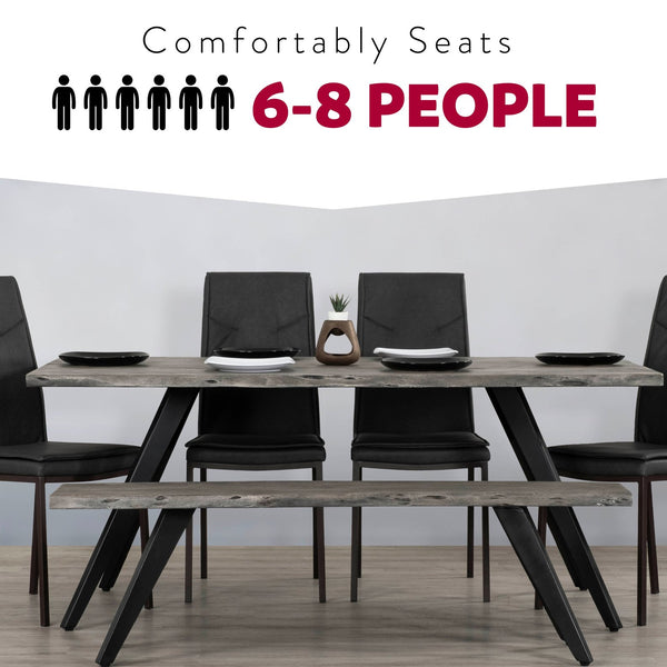 English Elm 70 Acacia Wood 70 in Dining Table with Matte Black Iron Legs, Water-Resistant Top, Seats 6-8 Modern Rustic B2741S00021