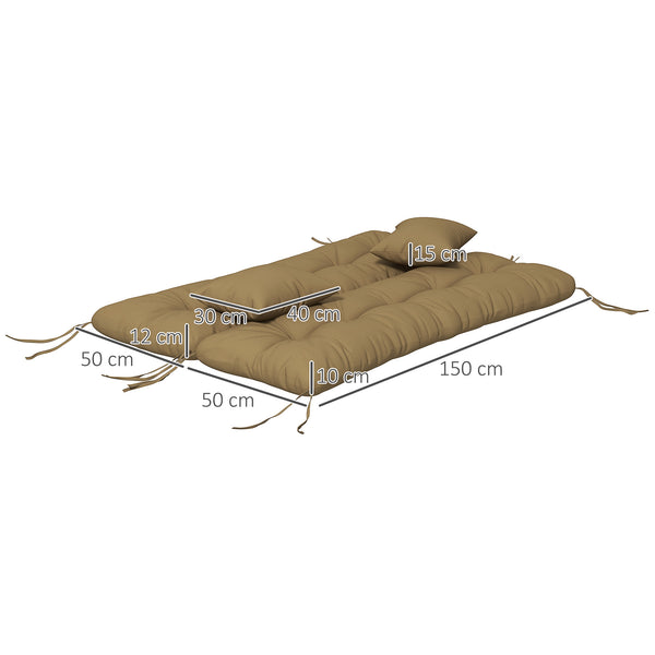 English Elm Outsunny Tufted Patio Bench Cushion Set Polyester Fill Water Resistant Outdoor Seat Brown W2225P174519