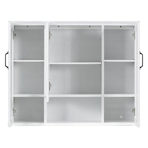 English Elm 36'' Mirror Cabinet with 3 Doors — Wall-Mounted Bathroom Storage Unit, MDF & Pine, Spacious Shelves White N725P346902K