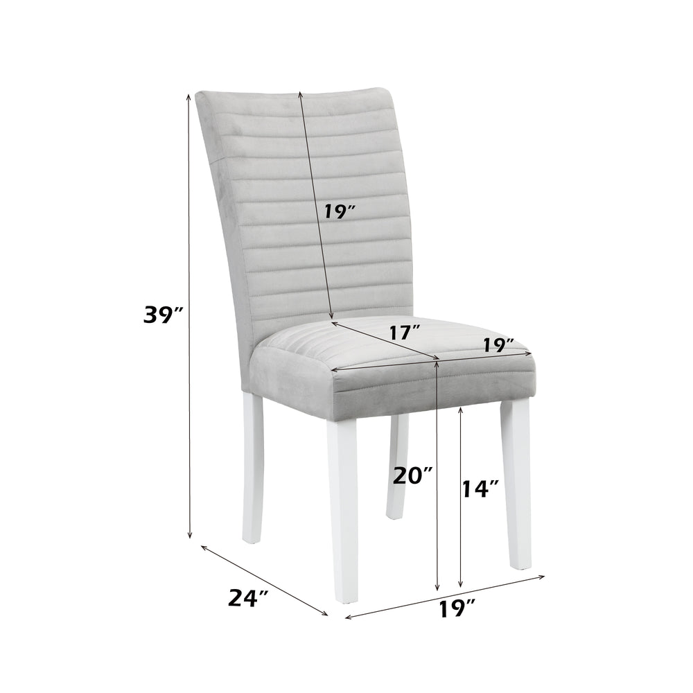 English Elm Elizaveta Gray Velvet & White High-Gloss Side Chair Set of 2 with Cushioned D20 Foam, 220lb Capacity B2726P288749