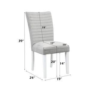 English Elm Elizaveta Gray Velvet & White High-Gloss Side Chair Set of 2 with Cushioned D20 Foam, 220lb Capacity B2726P288749