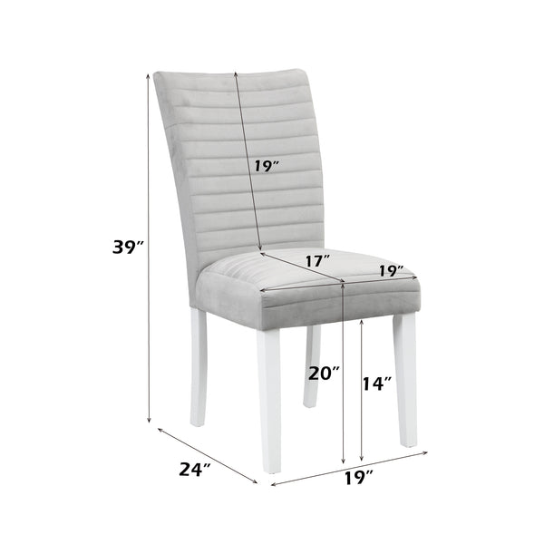 English Elm Elizaveta Gray Velvet & White High-Gloss Side Chair Set of 2 with Cushioned D20 Foam, 220lb Capacity B2726P288749