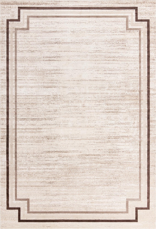 Unique Loom Oasis Fountain Machine Made Border Rug Brown, Beige/Light Brown/Ivory 10' 0" x 14' 1"