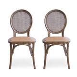 Christopher Knight Home® - Noble House - Chittenden Elm Wood and Rattan Dining Chair with Rattan Seat - Set of 2