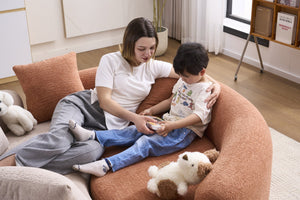 English Elm LY-042 Zen-Inspired S-Curved Dual-Depth Loveseat with Chenille Upholstery, Ready-to-Use Comfort Coral W2231P329722