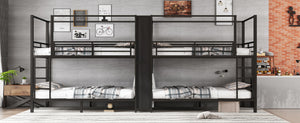 English Elm Full Size Quadruple Metal Bunk Bed With Storage & Wardrobe - Sturdy Design For Space-Saving Comfort W1580S00155