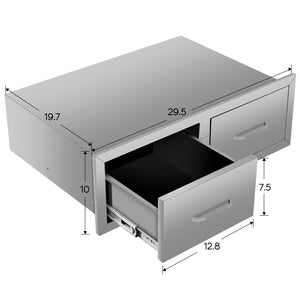 English Elm Double Drawer Stainless Steel Outdoor Kitchen Cabinet for Built-in Courtyard Storage W3167P303260