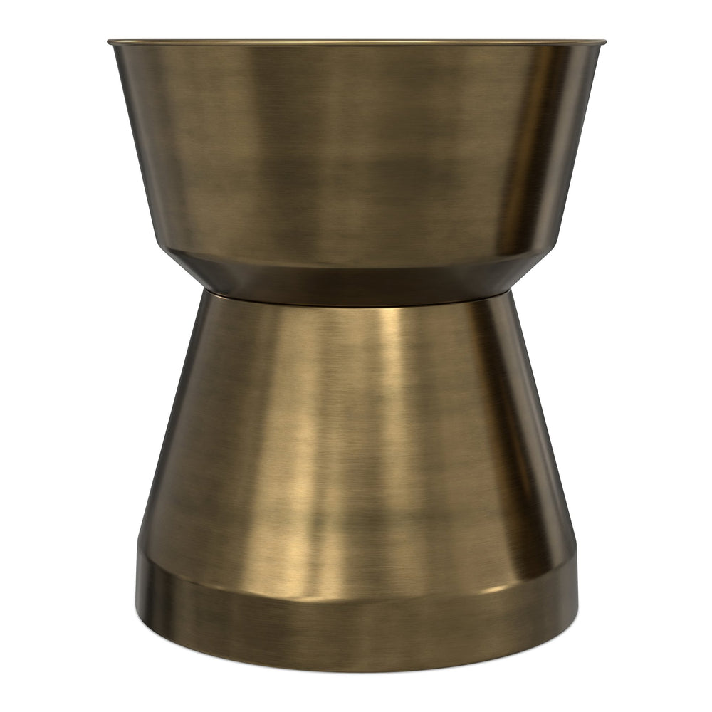 English Elm Allegra Side Table in Antique Brass — Handcrafted Iron Hourglass Accent Table, Compact & Sturdy B136P361856