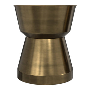 English Elm Allegra Side Table in Antique Brass — Handcrafted Iron Hourglass Accent Table, Compact & Sturdy B136P361856