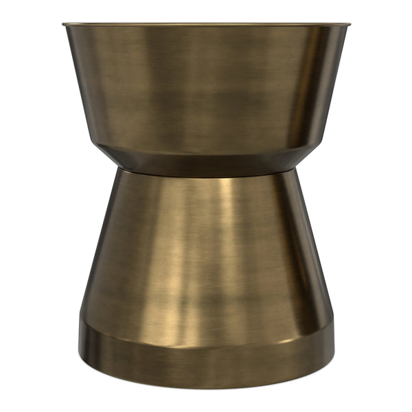 English Elm Allegra Side Table in Antique Brass — Handcrafted Iron Hourglass Accent Table, Compact & Sturdy B136P361856