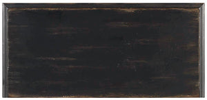 Hooker Furniture Chest Black Hand-Painted Distressed Console With Turned Legs, Ring Pulls & Adjustable Shelf For Entryway 500-50-904