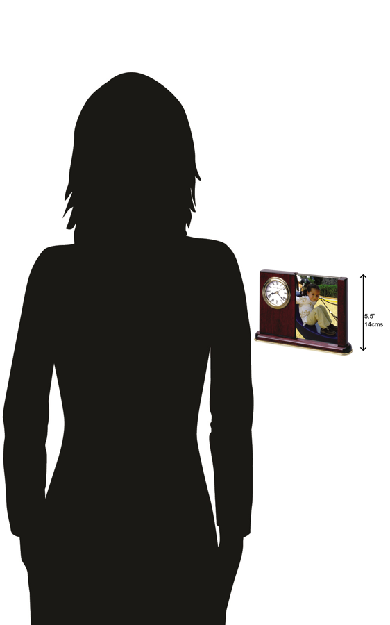 Hekman Furniture 645498 Portrait Caddy Tabletop Clock - Customizable Wooden Design With Photo Storage & Quartz Movement Rosewood Portrait Caddy Tabletop Clock 645498