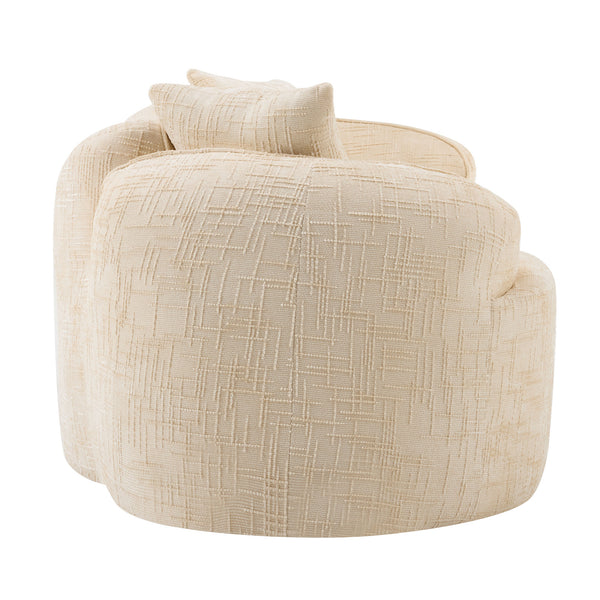 English Elm Beige Curved Two-Person Sofa with Chenille Fabric, Foam+Spring Support, 2 Pillows, Space-Saving Design W3612P350752