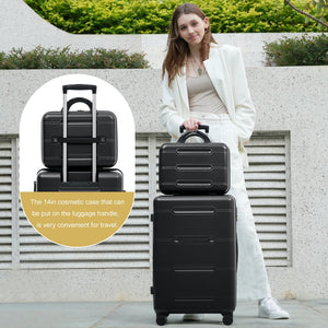English Elm 6 Piece Hardshell Abs Travel Set with Spinner Wheels Combination Lock and Toiletry Bag N732P391465B
