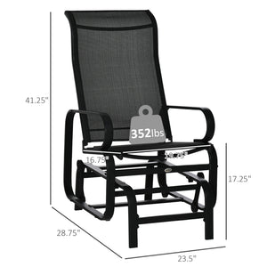 English Elm Outsunny Steel Frame Outdoor Glider Chair with Sling Mesh Seat for Patio Backyard W2225P174335