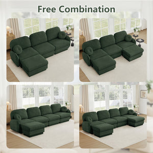 English Elm Chenille Cloud Loveseat with Quilted Back Cushions Deep Foam Seat Modern Living Room Sofa Green W714S01765