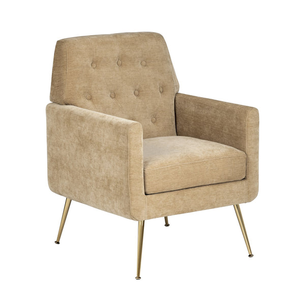 Crestview Collection Modern Accent Chair - Stylish Upholstered Furniture With Button Tufting And Gold Legs For Any Room Yellow Polyester Evfzr4352mst