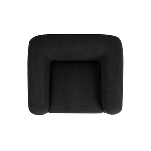 English Elm Jennifer Taylor Home - Alpine 44" Sherpa Arm Chair in Ebony Bouclé with 24" Deep Seat, Removable Cushion, Oak Legs Black B2719P238342