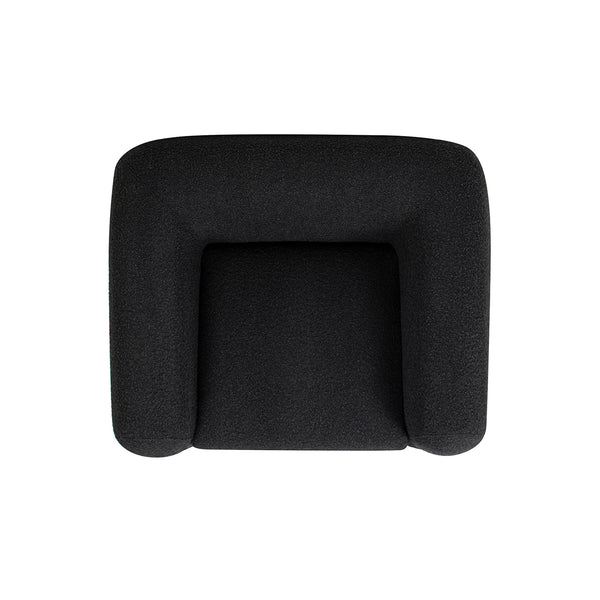 English Elm Jennifer Taylor Home - Alpine 44" Sherpa Arm Chair in Ebony Bouclé with 24" Deep Seat, Removable Cushion, Oak Legs Black B2719P238342