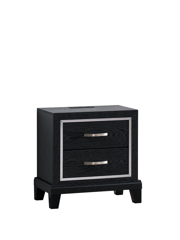 English Elm Livingston Black 2-Drawer Nightstand with AC, USB & USB-C Charging, Dovetail Drawers, Modern Finish B078P366202