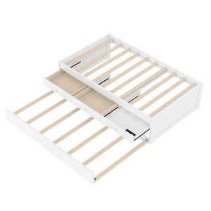 English Elm Twin Triple Metal Bunk Bed Matte Powder Coated Frame with Full Safety Guardrails White W1580S00385