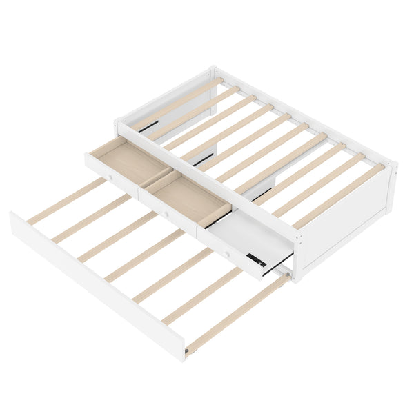 English Elm Twin Triple Metal Bunk Bed Matte Powder Coated Frame with Full Safety Guardrails White W1580S00385