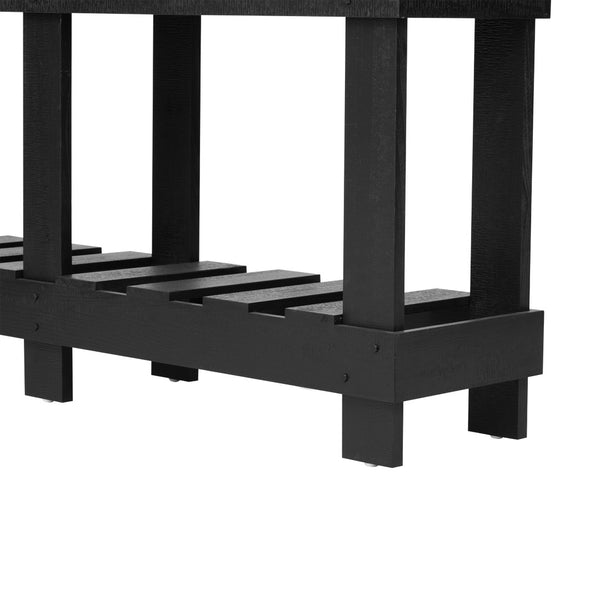 English Elm U_Style 62.9" Vintage Entryway Table - Solid Fir Wood With Rustic Design, 6 Legs & Ample Storage Space N711P289135B-GIGA