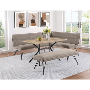 English Elm Hanover 53" Light Brown Composite Wood Dining Table with Flared V Metal Legs, Modern Melamine Finish B062S00608