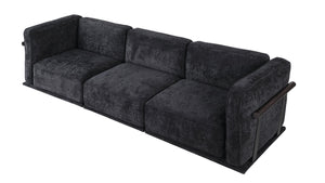 English Elm 102 Inch Linen Modular Sectional Sofa with Hidden Storage and Cloud Cushion Comfort Black W1099S00192