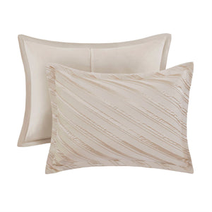 English Elm 7 PCS Cal King Comforter Set with Jacquard Microfiber, Polyester Fill, Bedskirt & Decorative Pillows Beige 17.91 L x 13.98 W x 10.04 H B035P319212