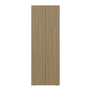 English Elm Home 2 Door Closet System Compact Oak Wardrobe with Four Fixed Shelves, Tall Freestanding Storage B200P362059