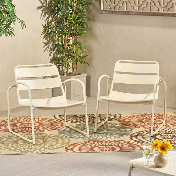 English Elm Christopher Knight Home® - CONRAD Chair with Sleek Iron Frame, Comfortable Curved Seat, Durable Outdoor/Indoor Accent Seating Matte White 65197.00WHI