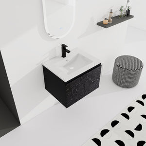 English Elm 24'' Floating Wall-Mounted Bathroom Vanity With Ceramic Sink, Soft-Close Doors & Modern Design P2 W999S00174-GIGA