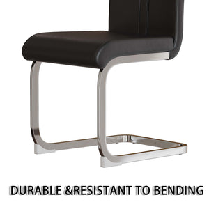 English Elm 63" Modern Brown Mdf Dining Table Set With 4 Pu Armless Chairs & Silver Legs – Stylish Comfort! W2189S00672