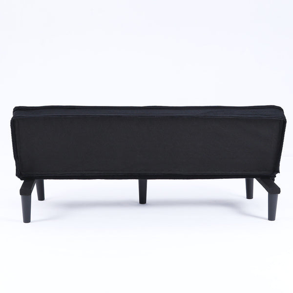 English Elm This 66-inch corduroy sofa bed with button-back design, sturdy wood frame, comfy sponge cushions, 500lb capacity Black W3371P311444